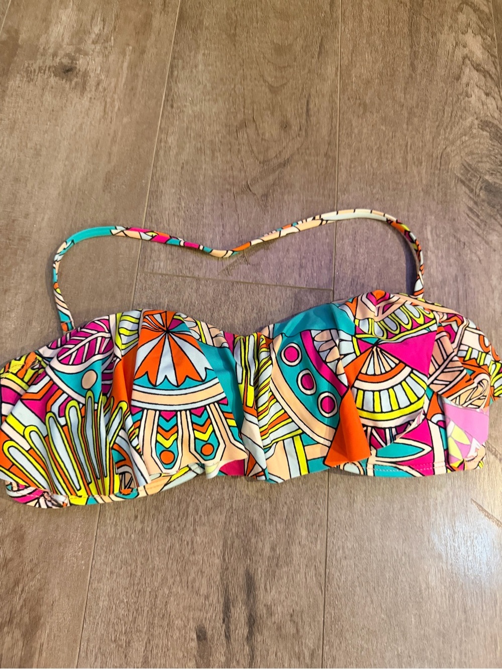 Vibrant Multicolor Strapless Bikini Top